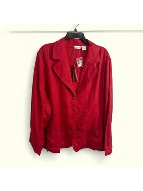 Spiegel New Deadstock red linen 4 button lightweight blazer ladies size 20W plus